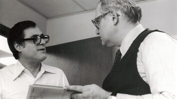 Walter Grinder and Leonard Liggio. Photo courtesy of Elaine Hawley, Institute for Humane Studies.