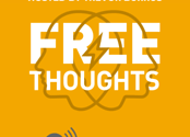 The Free Thoughts Podcast logo appears with the text "Hosted by Trevor Burrus" above, and Libertarianism.org underneath.