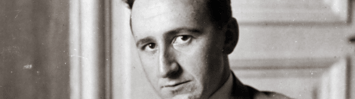 A photograph of a clean-shaven F. A. Hayek as a relatively young man.