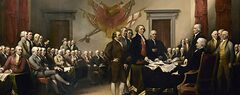 A painting of the signing of the Declaration of Independence by John Trumbull.