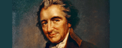 A cropped section of a portrait of Thomas Paine.